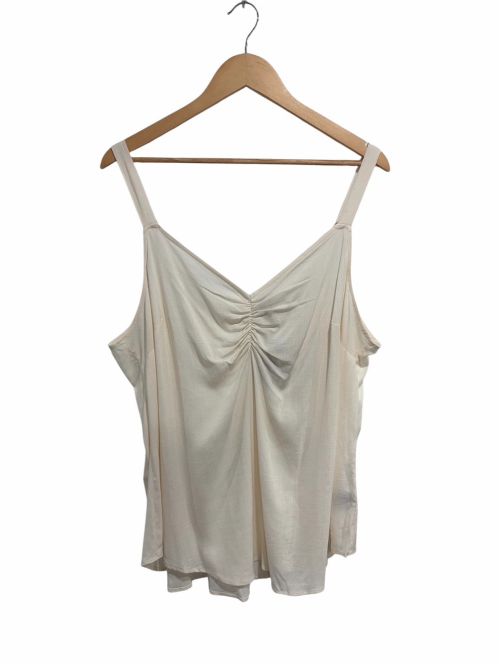 2/$30 Torrid Ava Rayon Slub Ruched V-Neck Camisole Off-White Cloud Dancer